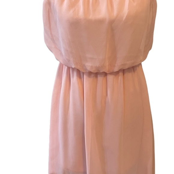 Women  Strapless Blouse High Low Poetry Coral Pink size large - Picture 6 of 7